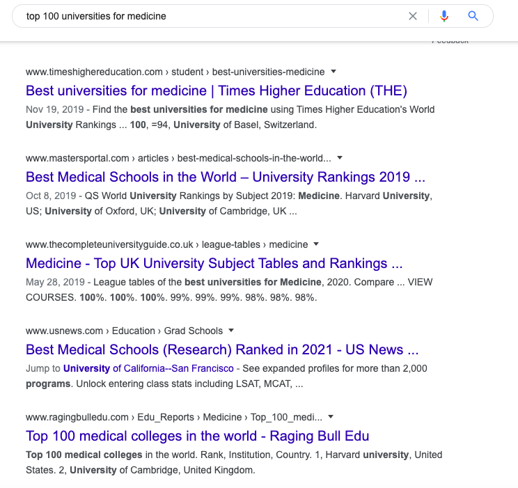 top university search