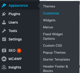 WordPress customize